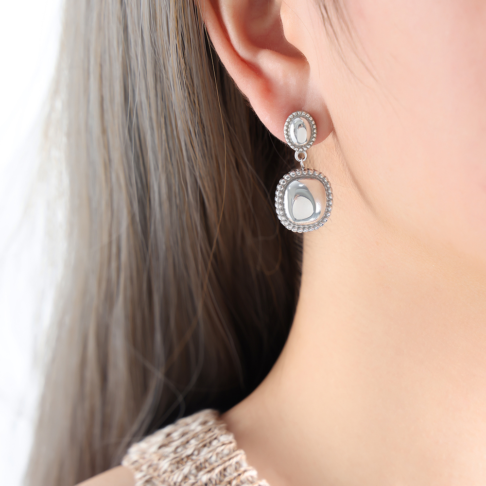 Square Drop Earrings For Women In 304 Stainless Steel With 18K Gold Plated PVD Coating 3