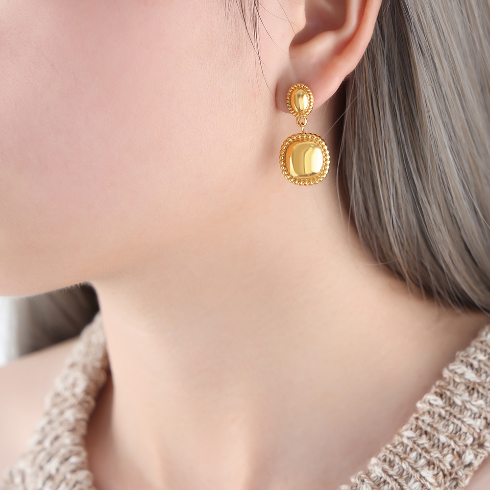 Square Drop Earrings For Women In 304 Stainless Steel With 18K Gold Plated PVD Coating 5