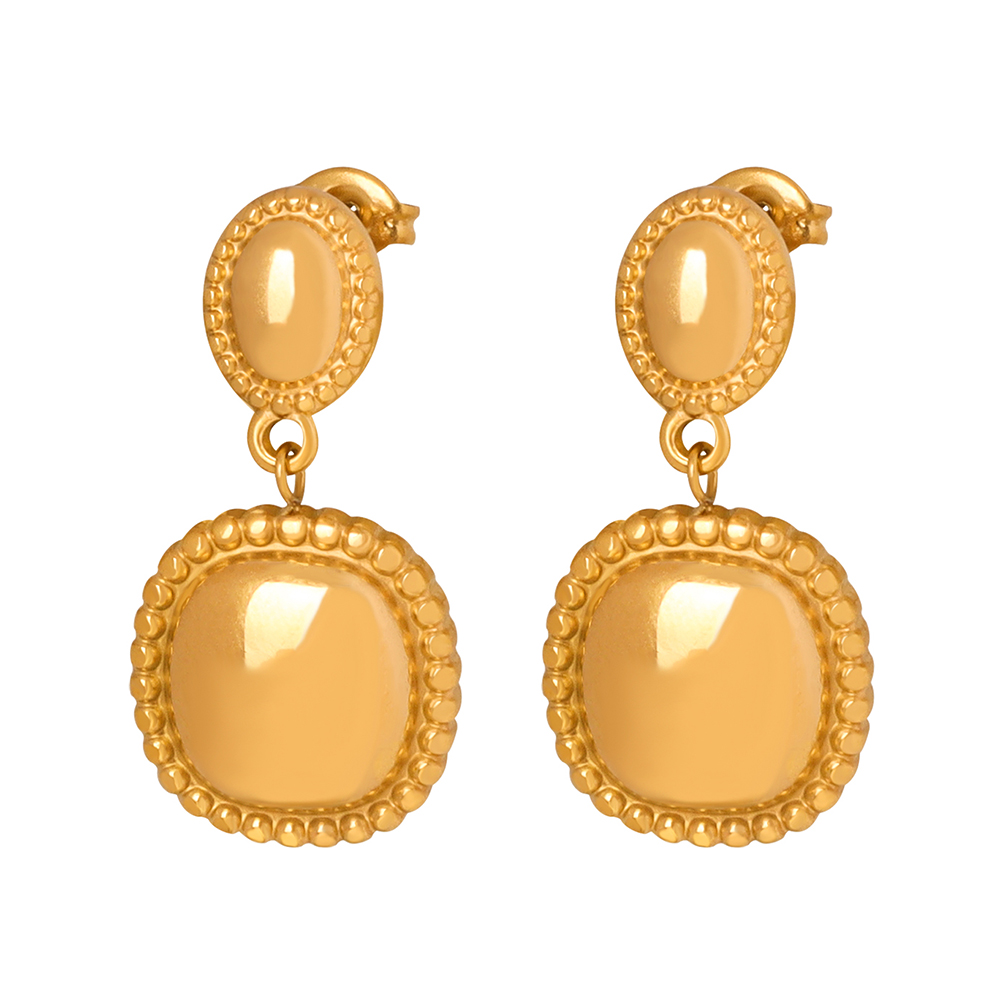 Square Drop Earrings For Women In 304 Stainless Steel With 18K Gold Plated PVD Coating 7