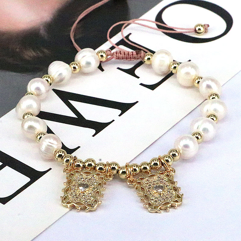Portrait Copper Bracelet For Women With Zircon Inlay And Twisted Rope Chain, Gold Plated For Elegant Design 7