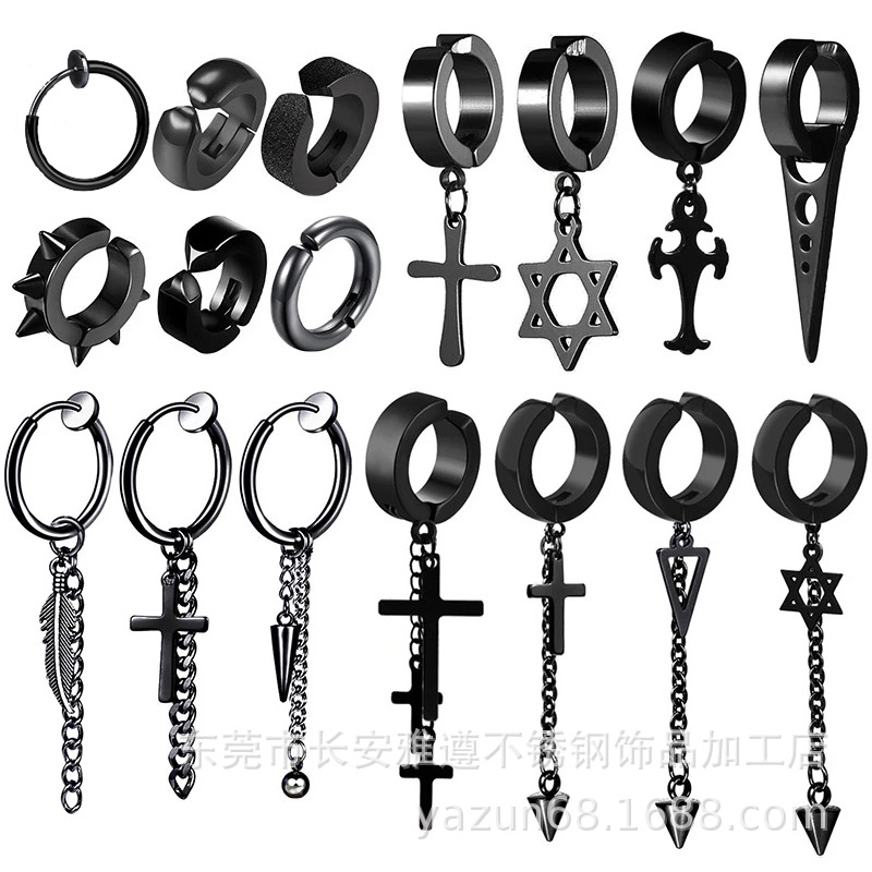Hexagram Drop Earring For Men, 1 Piece Stainless Steel Hip-Hop Style 2