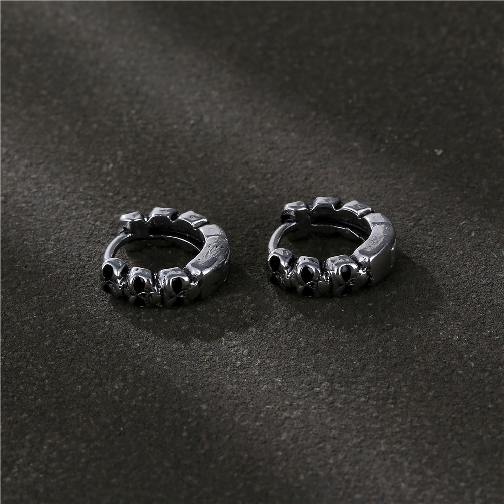 Geometric Titanium Steel Earrings With Electroplated Design, Unisex Hip-Hop Style, 1 Piece