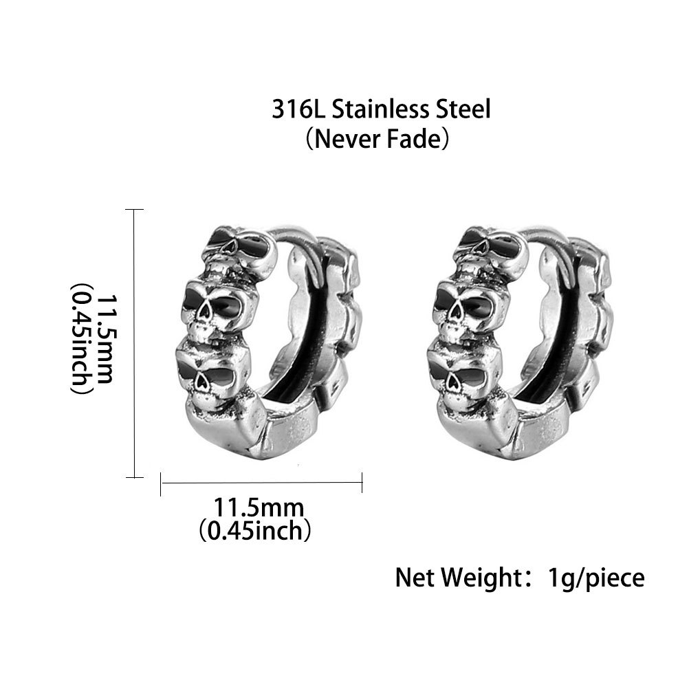 Geometric Titanium Steel Earrings With Electroplated Design, Unisex Hip-Hop Style, 1 Piece 2