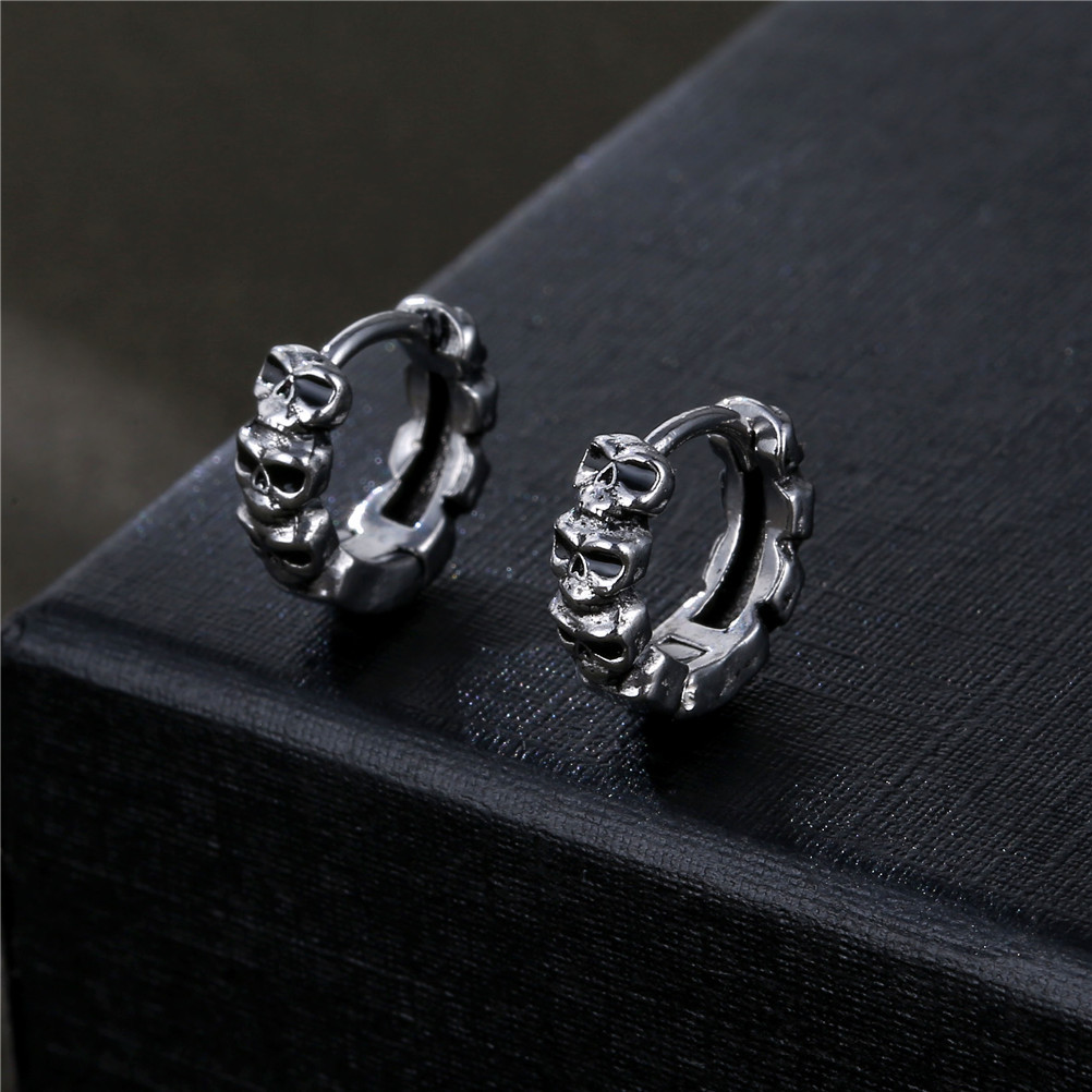 Geometric Titanium Steel Earrings With Electroplated Design, Unisex Hip-Hop Style, 1 Piece 3