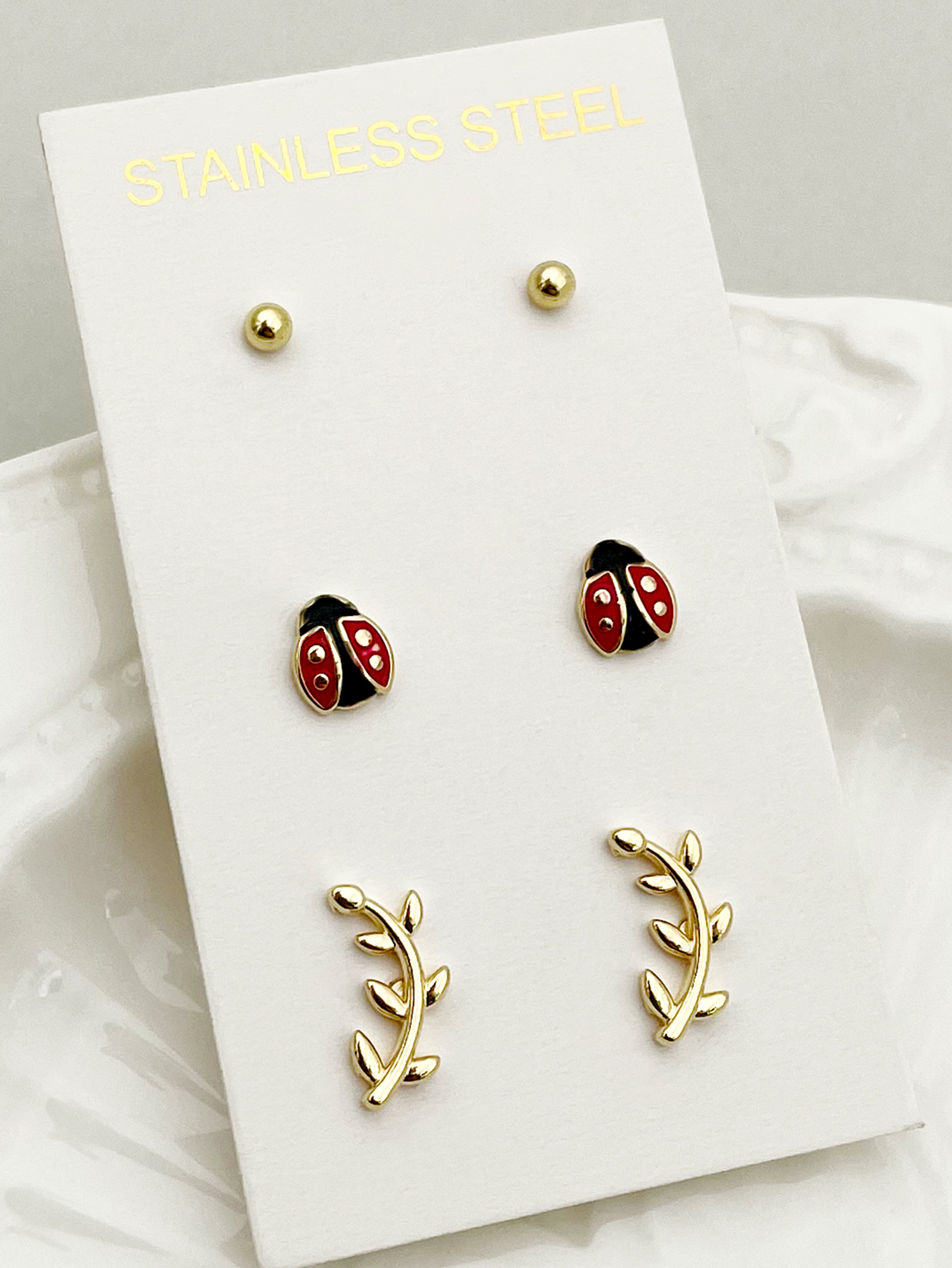 Heart Shape Stud Earrings For Women, 304 Stainless Steel With Real Gold Plated PVD Coating And Artificial Pearl Inlay 2