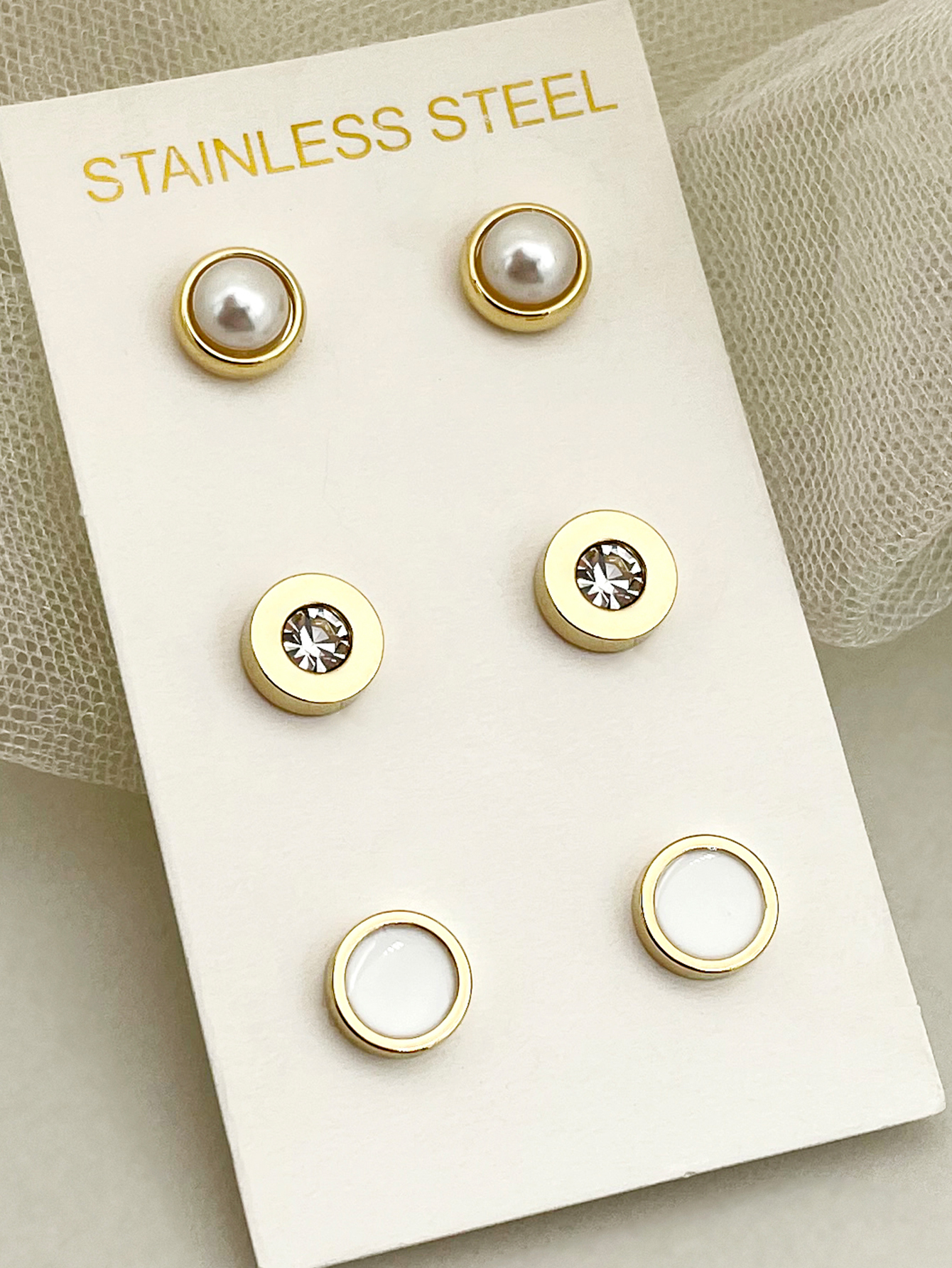 Heart Shape Stud Earrings For Women, 304 Stainless Steel With Real Gold Plated PVD Coating And Artificial Pearl Inlay 4