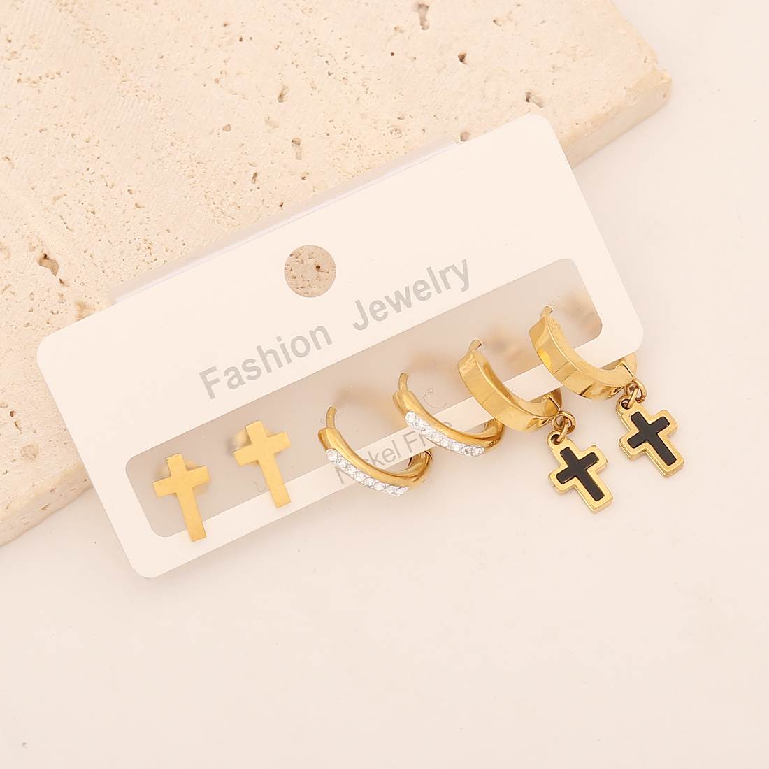 Star Earrings For Women, 1 Set, Waterproof Non Tarnish Stainless Steel With 18K Gold Plating And Zircon Inlay 3