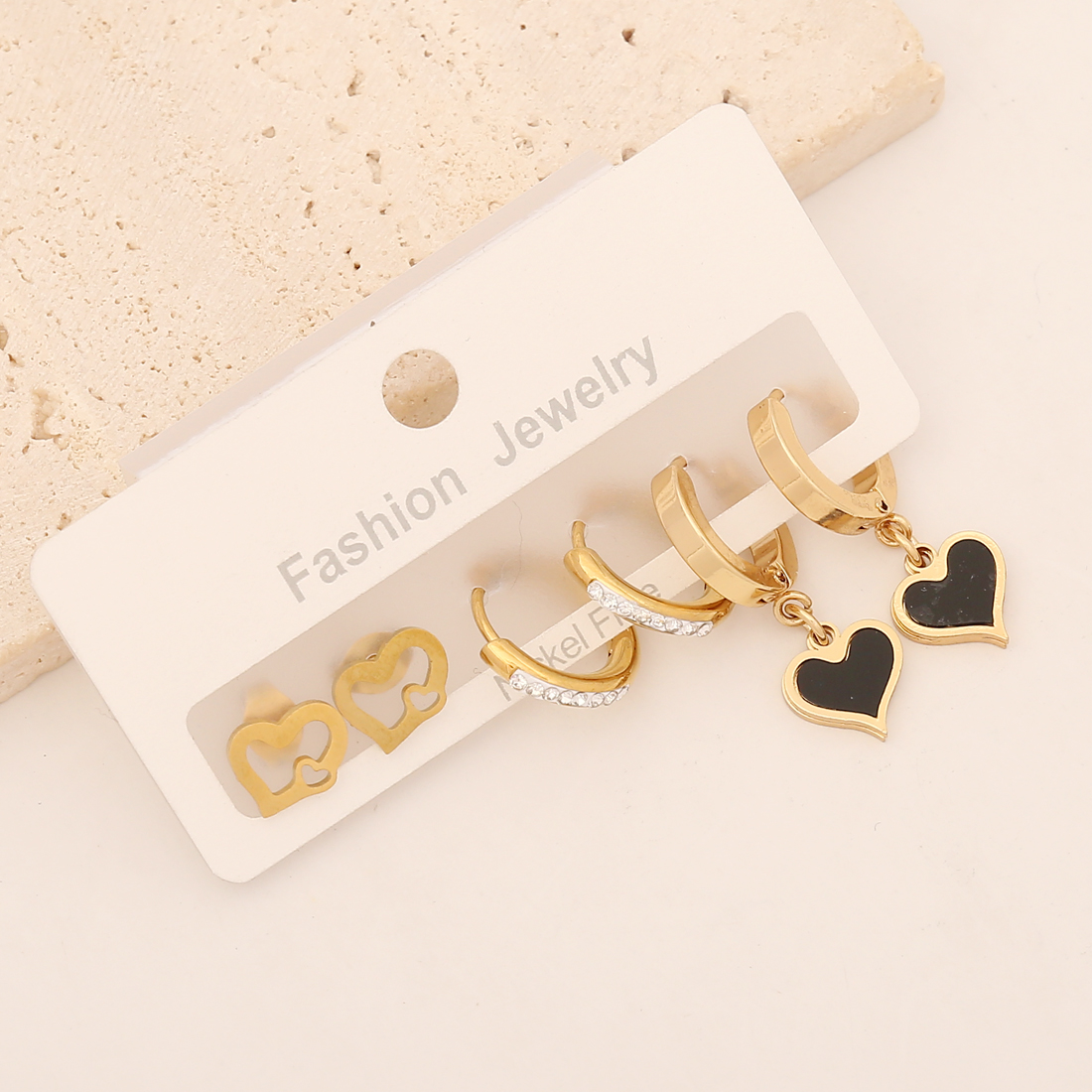 Star Earrings For Women, 1 Set, Waterproof Non Tarnish Stainless Steel With 18K Gold Plating And Zircon Inlay 5
