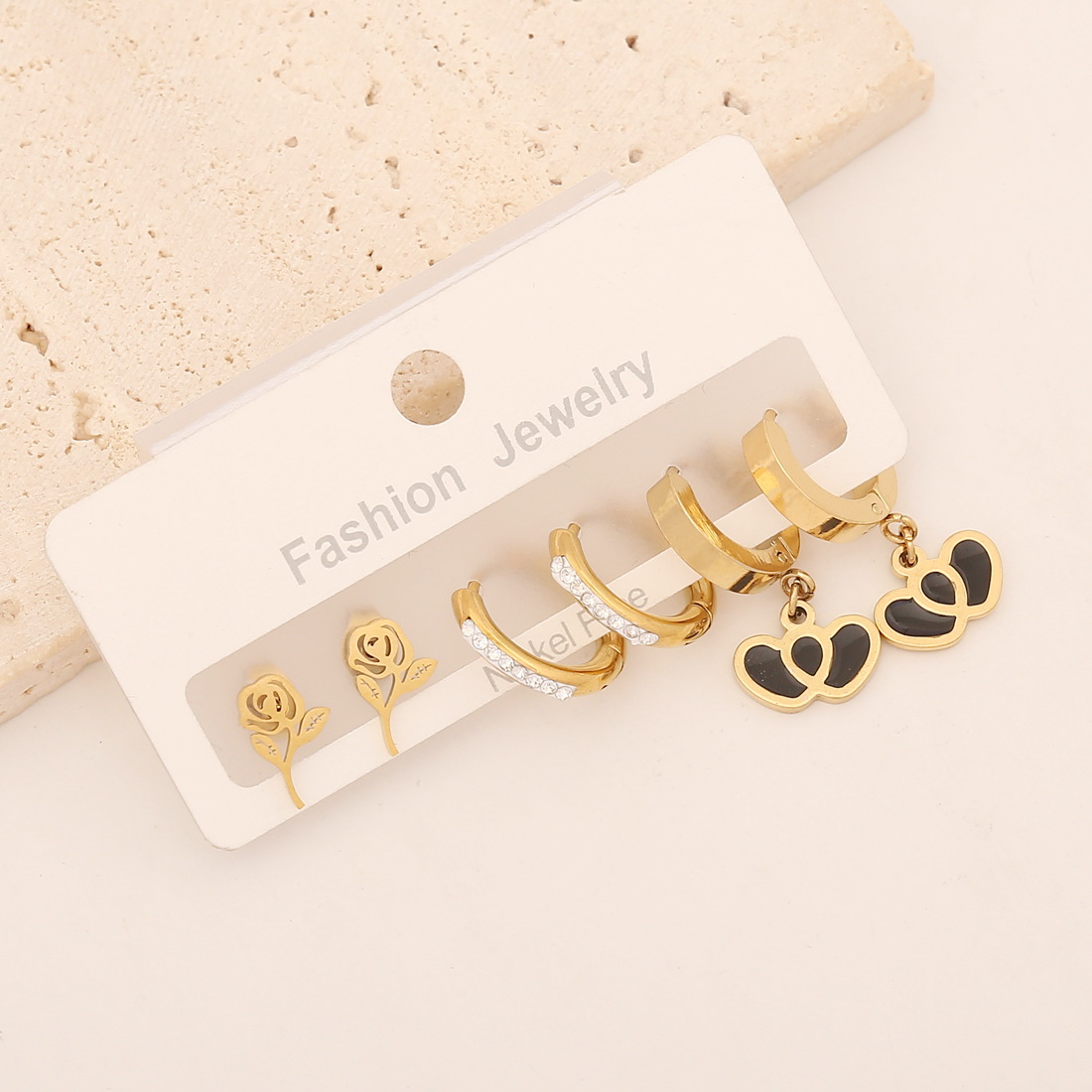 Star Earrings For Women, 1 Set, Waterproof Non Tarnish Stainless Steel With 18K Gold Plating And Zircon Inlay 8