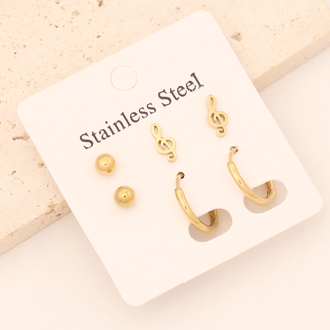 Star Earrings For Women, 1 Set, 18K Gold Plated Stainless Steel In Elegant Gold Tone 5