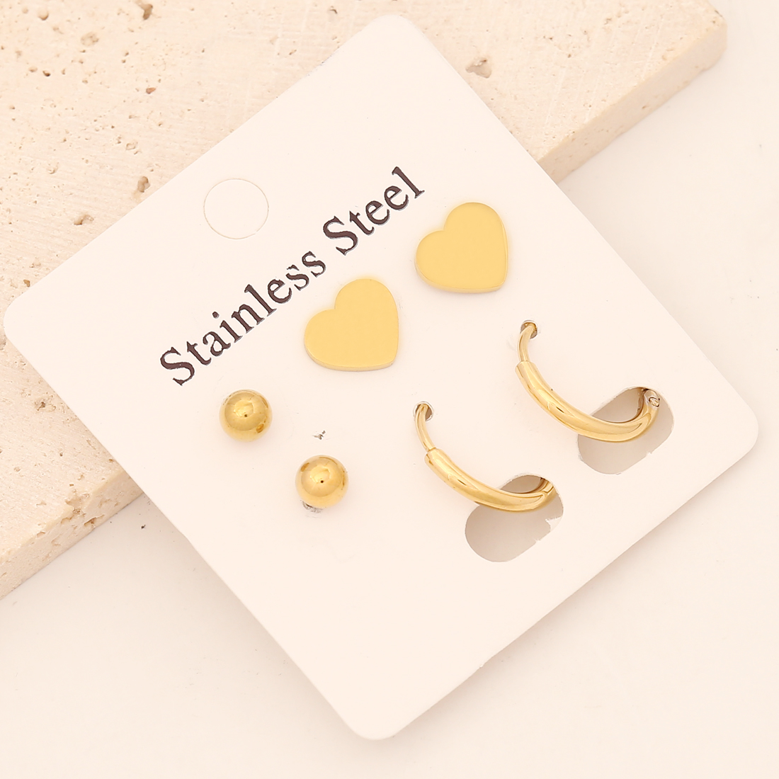 Star Earrings For Women, 1 Set, 18K Gold Plated Stainless Steel In Elegant Gold Tone 8