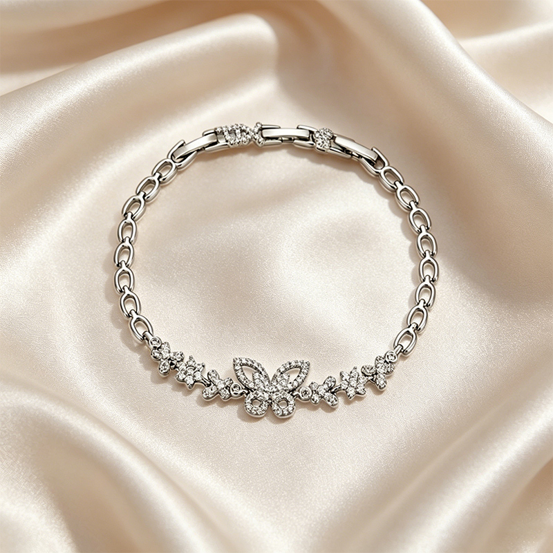 XUPING Butterfly Hypoallergenic Bracelet For Women In Platinum Plated Alloy With Zirconia Inlay