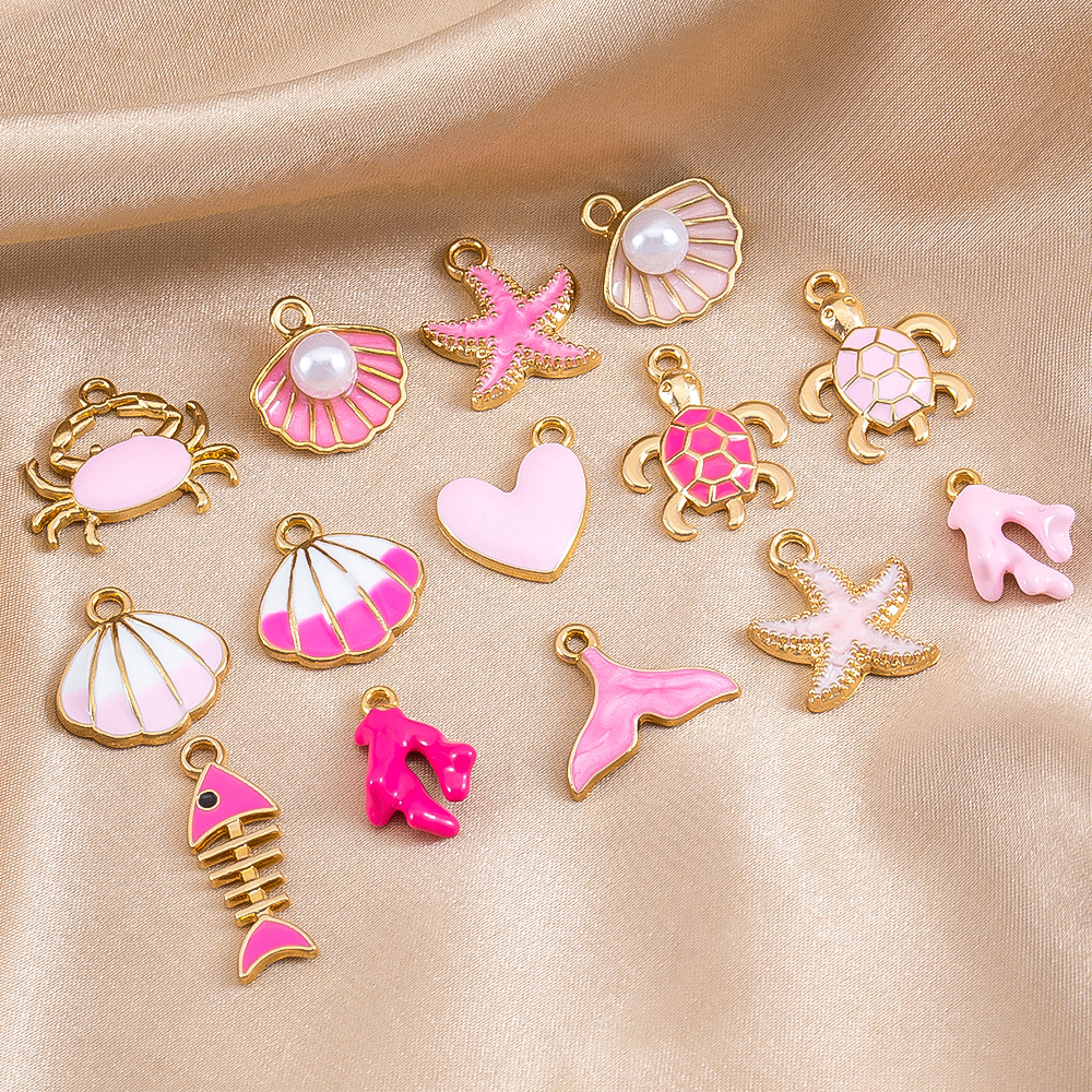 Cute Cartoon Crab Alloy Pendant Heart Shaped DIY Bracelet Necklace Clothing Accessories Women's Style Stainless Steel Craft