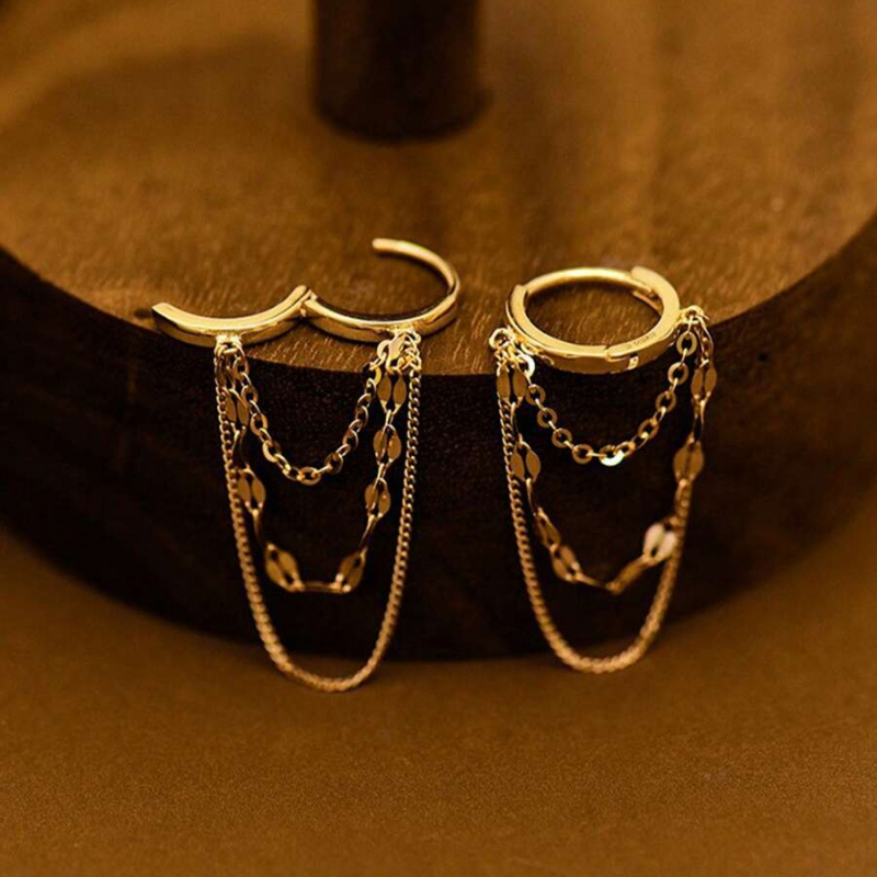 Tassel Dangling Earrings For Adults In 304 Stainless Steel With KC Golden Plated UV Plating