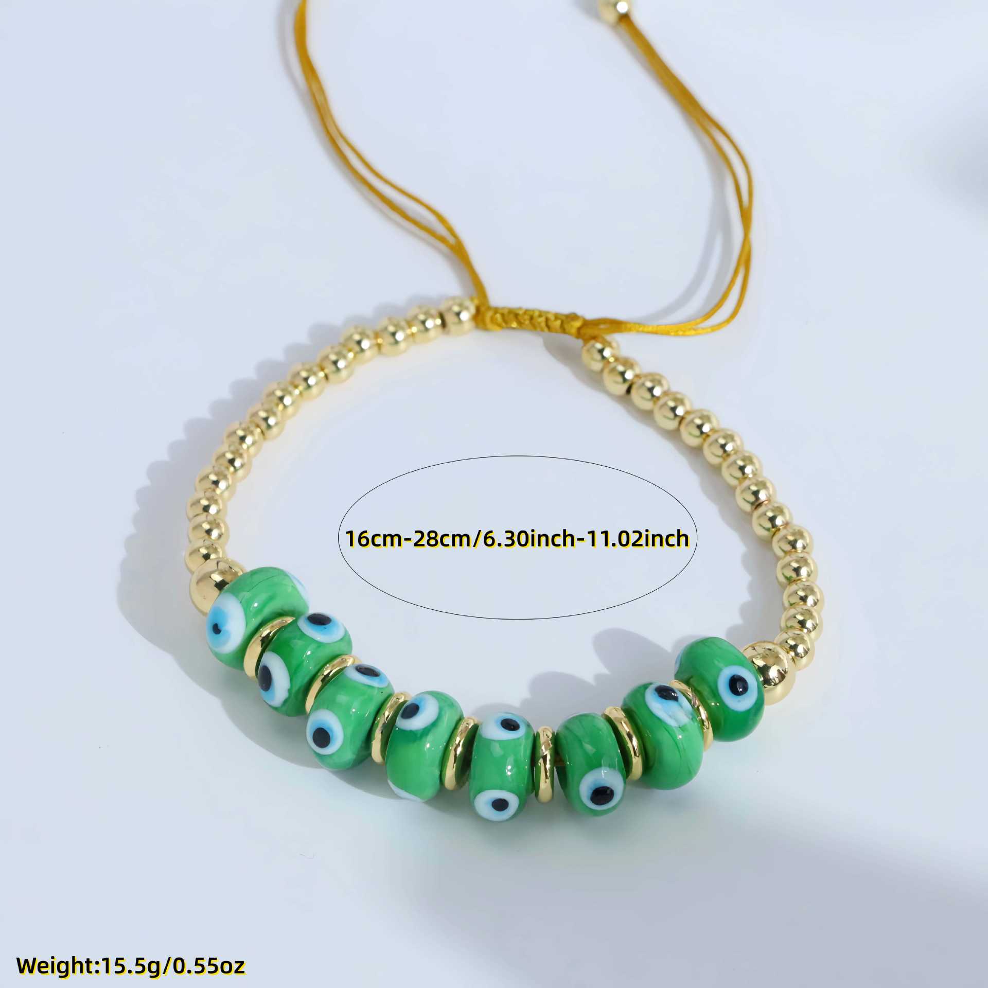 18K Gold Plated Adjustable Silver Bead Drawstring Bracelet Multi-Bead Design AB Option Metal Jewelry 3