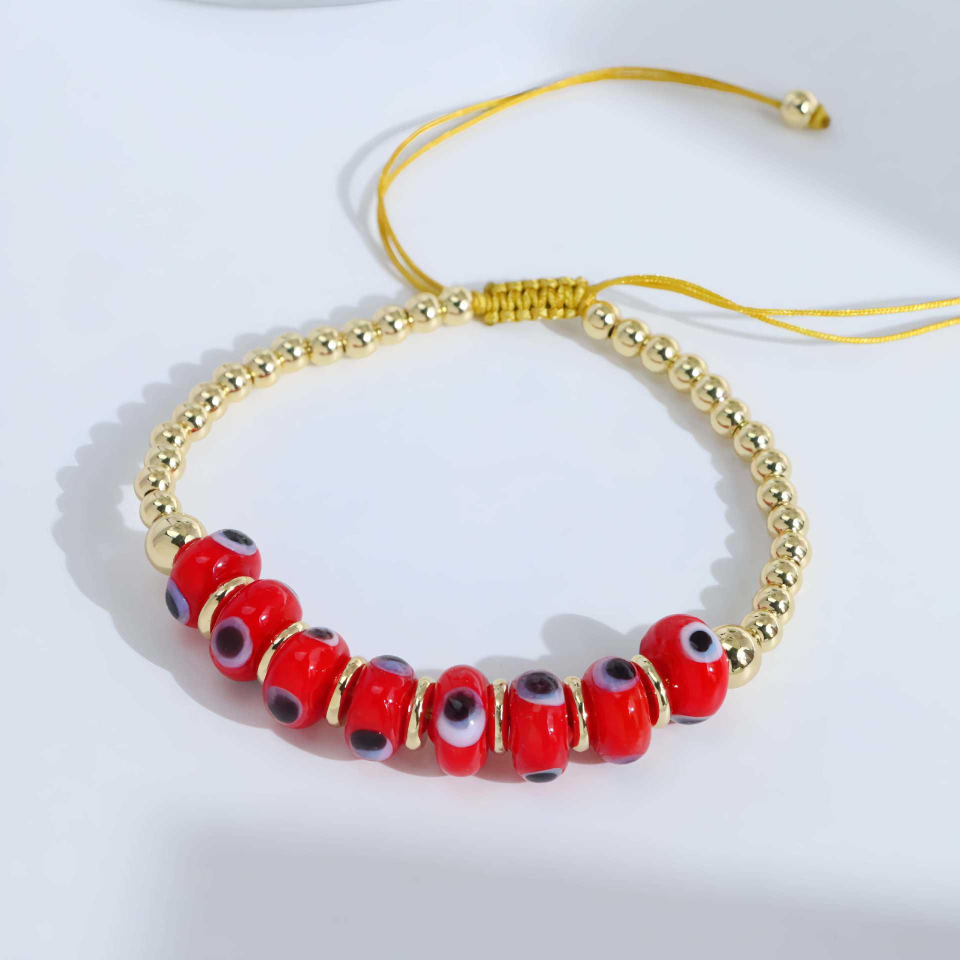 18K Gold Plated Adjustable Silver Bead Drawstring Bracelet Multi-Bead Design AB Option Metal Jewelry 4