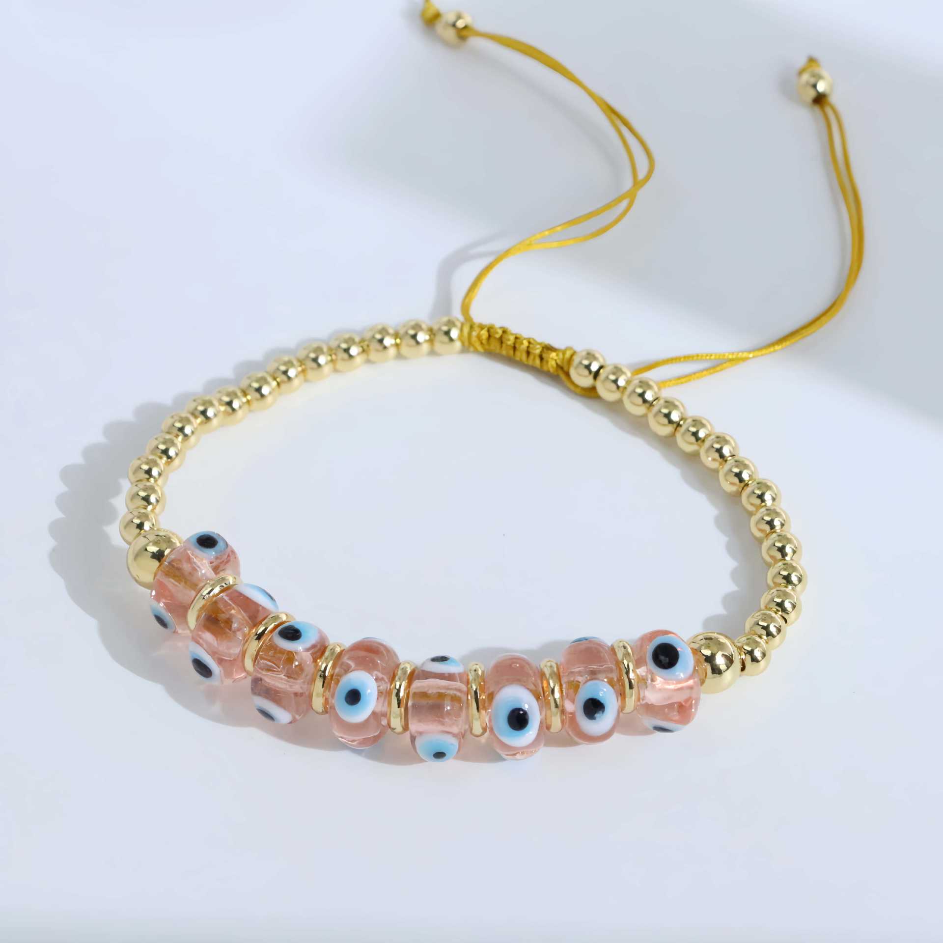 18K Gold Plated Adjustable Silver Bead Drawstring Bracelet Multi-Bead Design AB Option Metal Jewelry 5