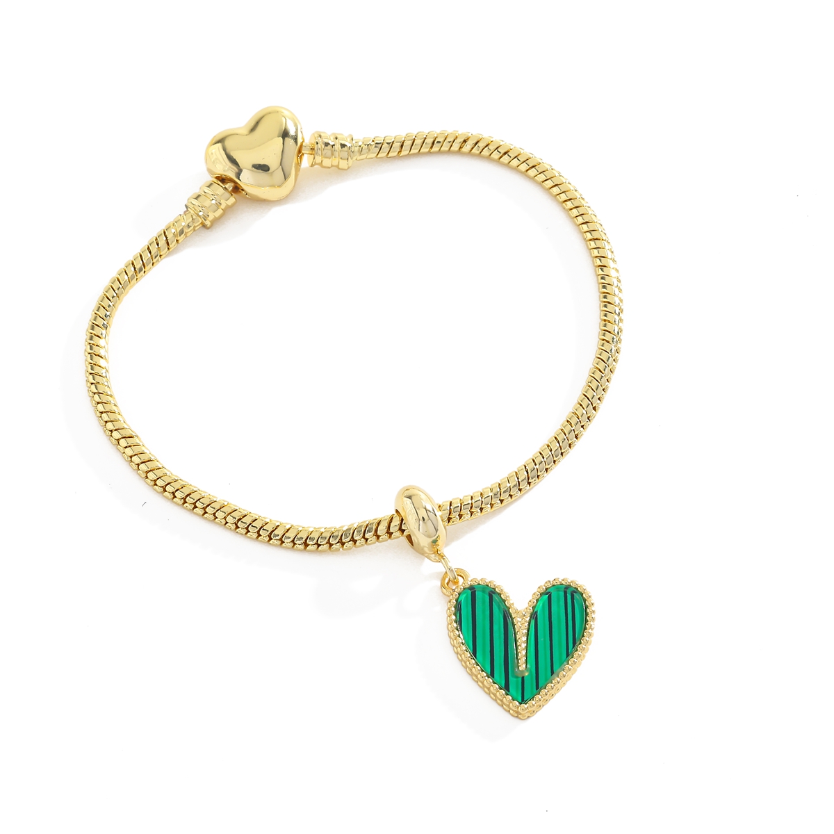 18K Gold Plated Heart-Shaped Copper Elegant Cute Basic Style (Simple Design) Snap Bracelet 3