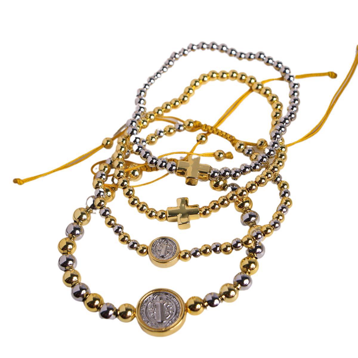 18K Gold Plated Symbol Cross Bracelet Jewelry Unisex Design Suitable For Anniversary Celebrations 5