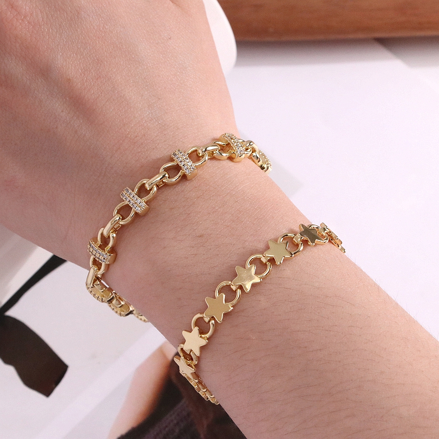 18K Gold Plated Zircon Micro-Paved Unisex Bracelet Fashionable Minimalist Design Versatile Accessory For Men And Women
