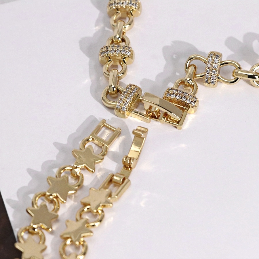 18K Gold Plated Zircon Micro-Paved Unisex Bracelet Fashionable Minimalist Design Versatile Accessory For Men And Women 3