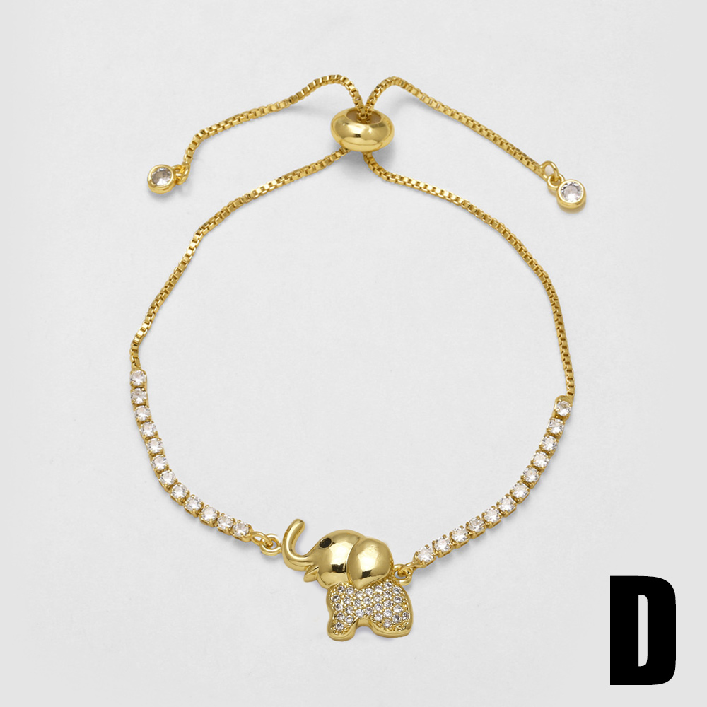 18K Gold Plated Zircon Turtle Elephant Bracelet Unisex Simple Style Daily Wear Copper Material Carved Jewelry Accessory 5