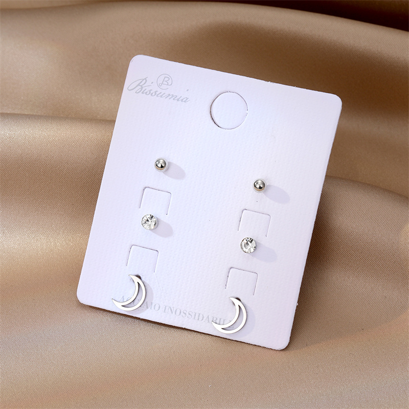 Basic Moon Stud Earrings With Electroplated Design Featuring 304 Stainless Steel Posts For Unisex Wear
