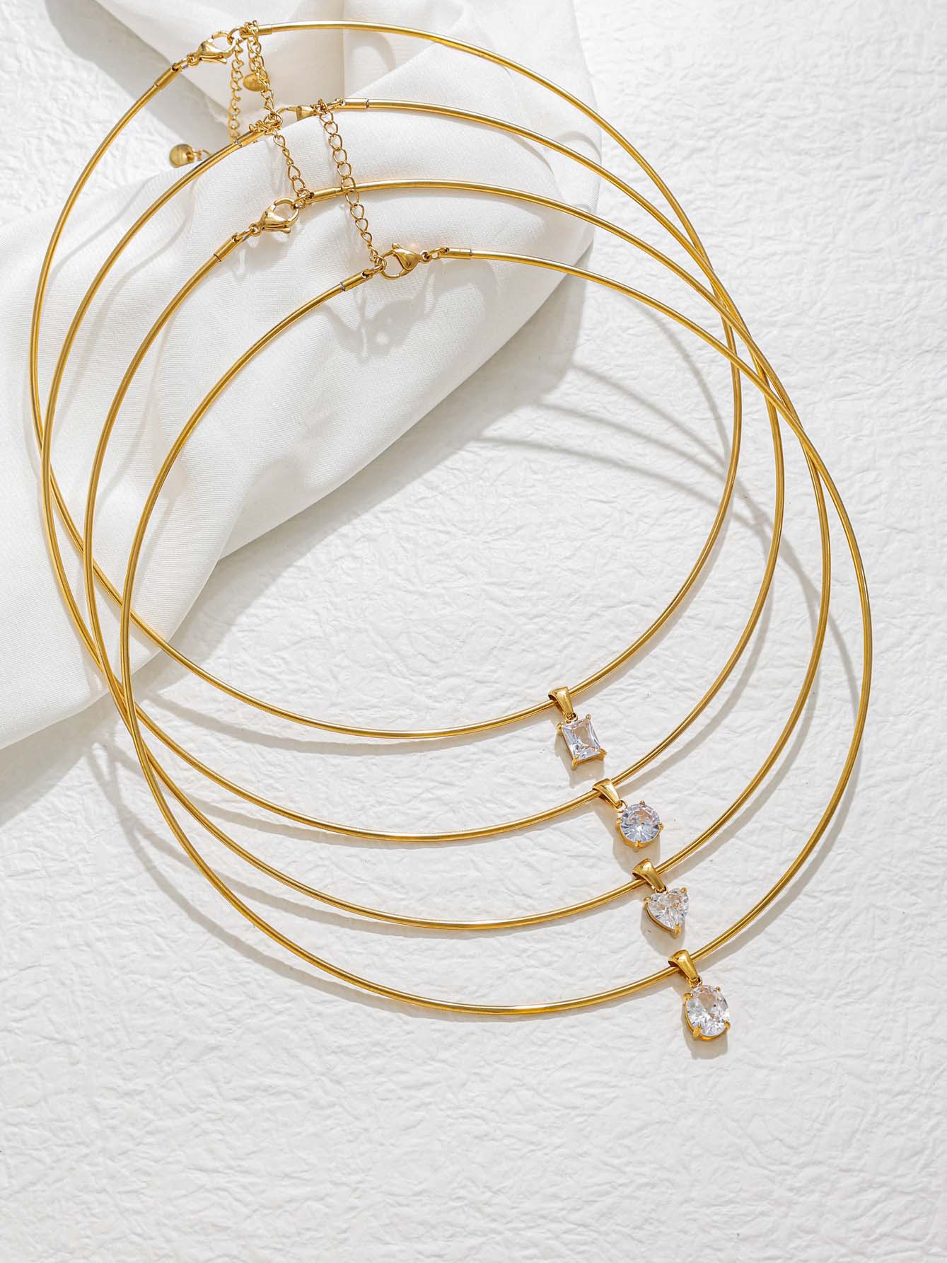 Geometric Three-dimensional Choker For Women In 18K Real Gold Plated 304 Stainless Steel With Zircon Inlay