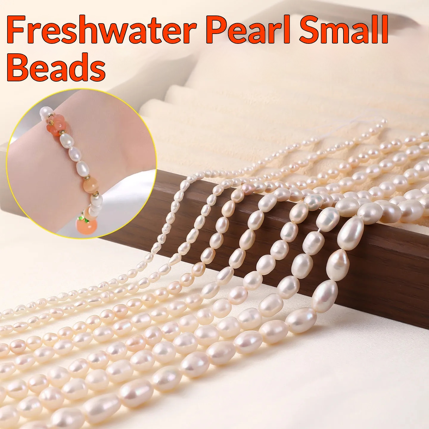 Freshwater Pearl Beads With Seed Bead Inlay, White Color, Diameter 3mm, 1 PCS/Package