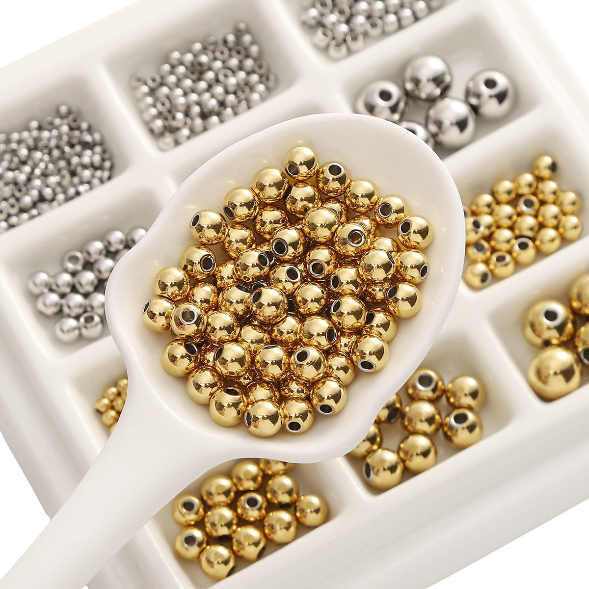 Polished Stainless Steel Smooth Round Beads Spacer Beads Handmade DIY Bracelet Necklace Loose Beads Jewelry Accessories