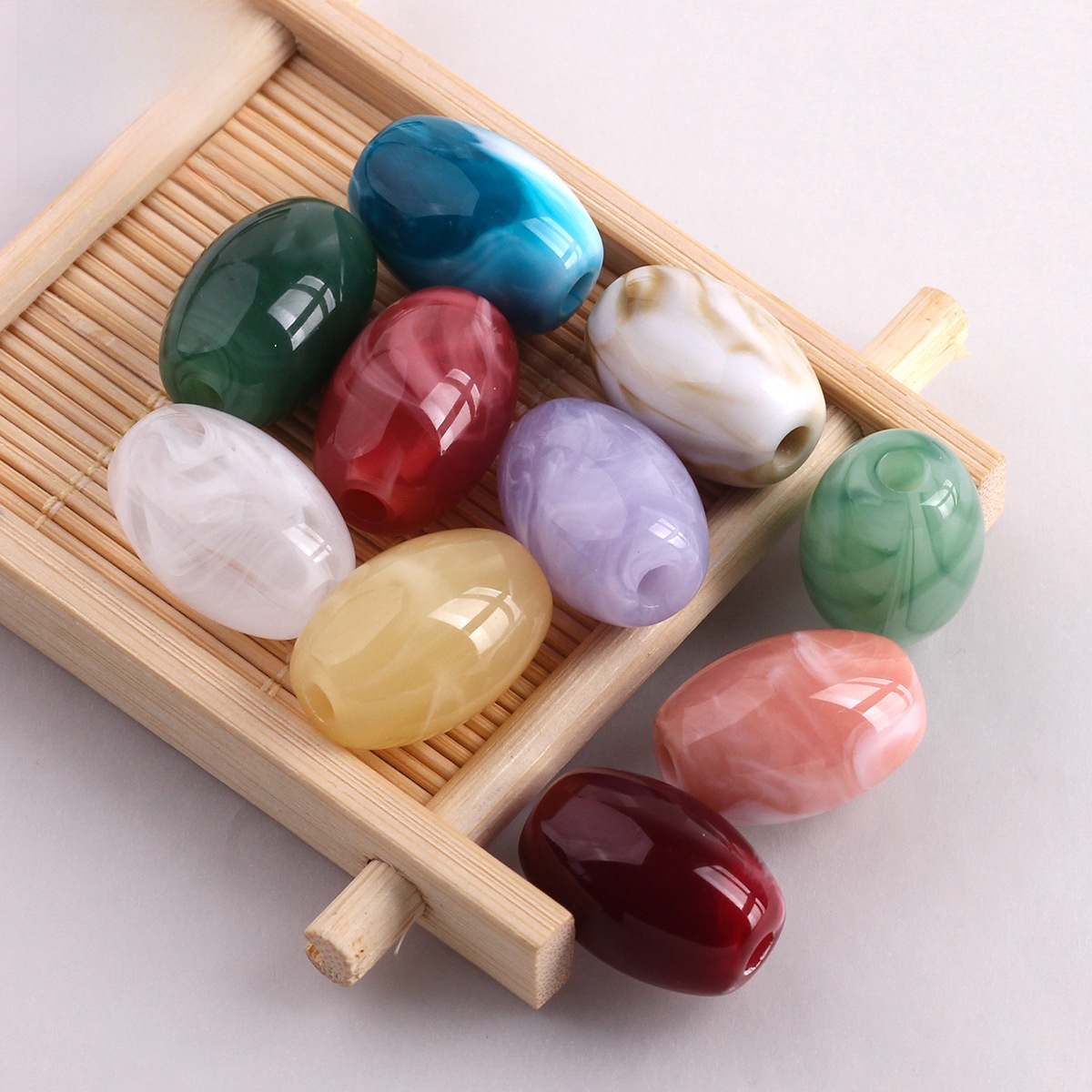 Acrylic Beads With Hole Size 3~3.9mm In Green, Featuring Chinoiserie Style Jewelry Accessories