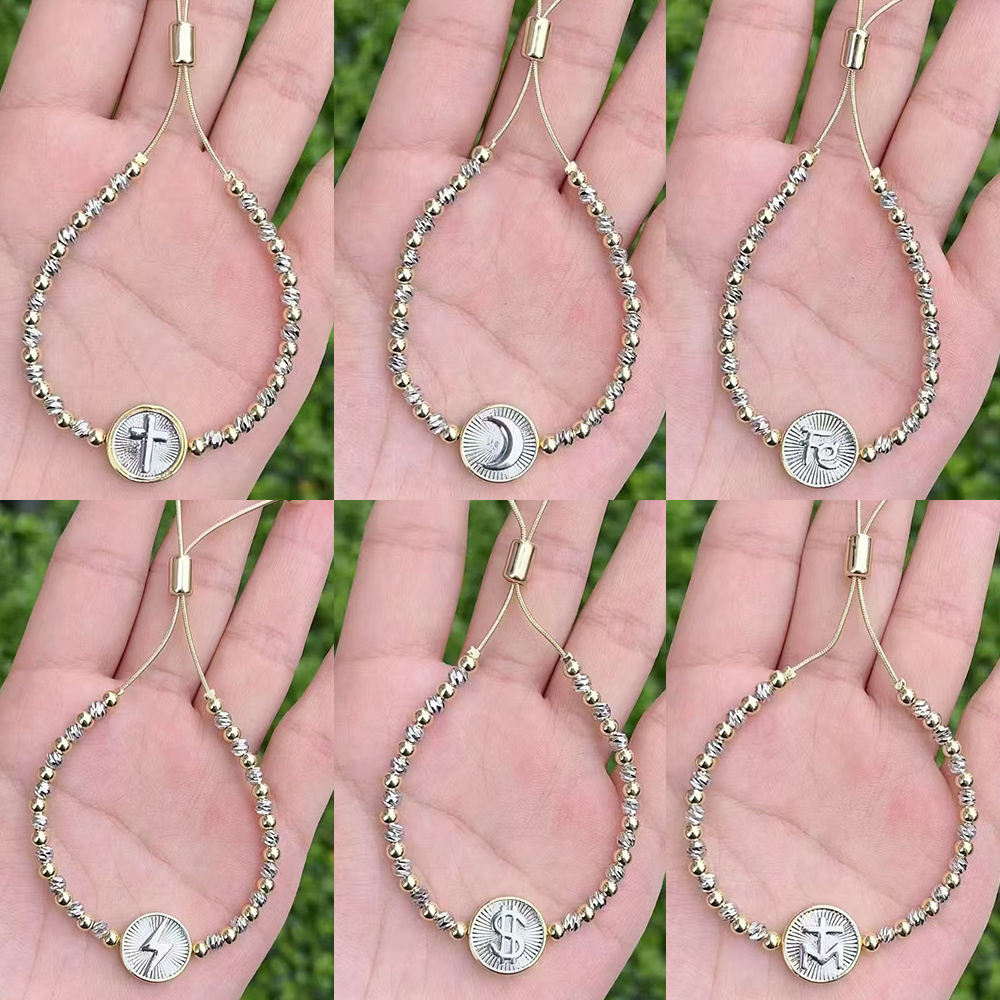 Adjustable Electroplated Four Leaf Clover Color Mixing Heart Star Balloon Dog Religious Figure Beads Bracelet Simple Elegant