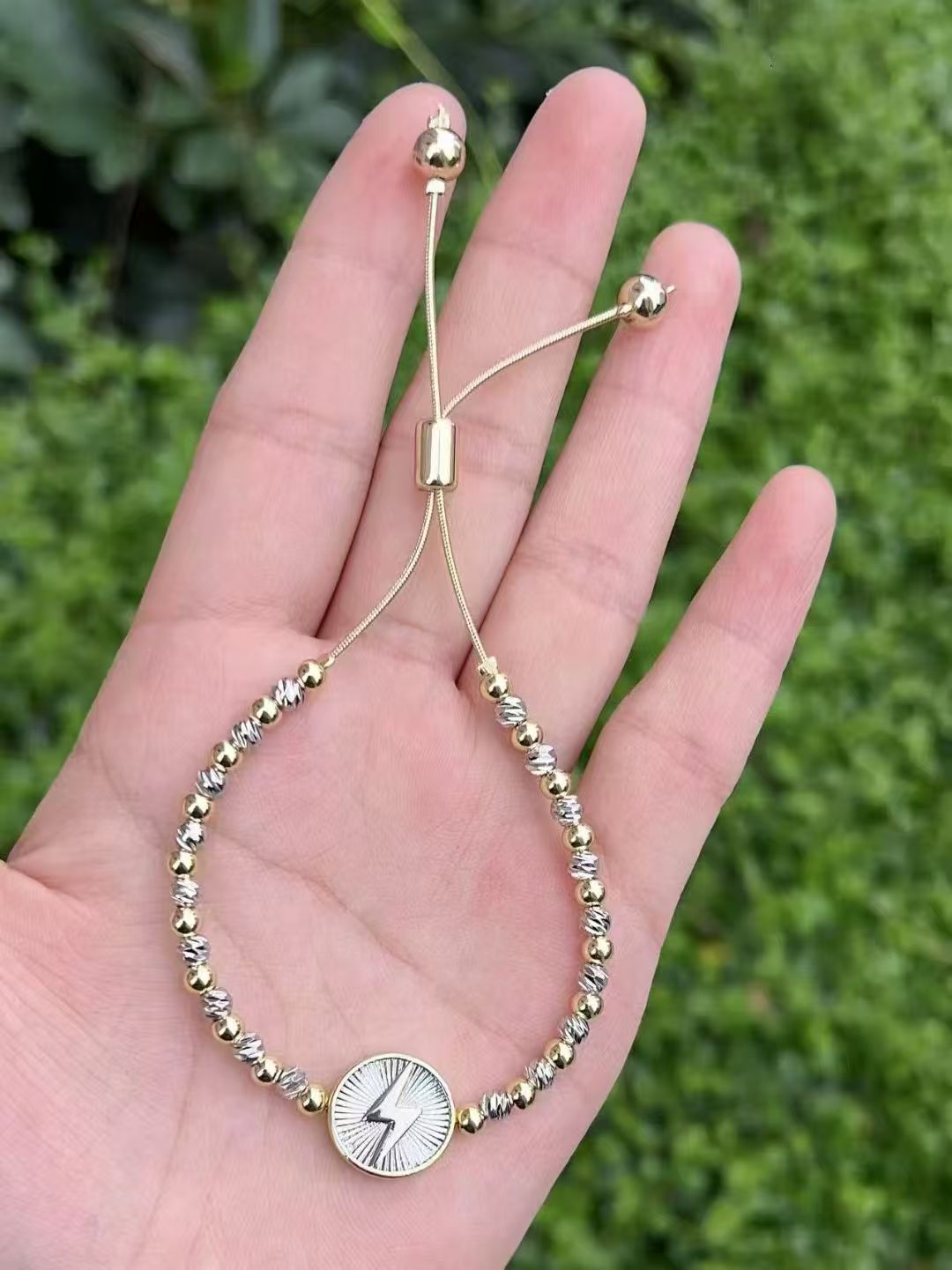 Adjustable Electroplated Four Leaf Clover Color Mixing Heart Star Balloon Dog Religious Figure Beads Bracelet Simple Elegant 5