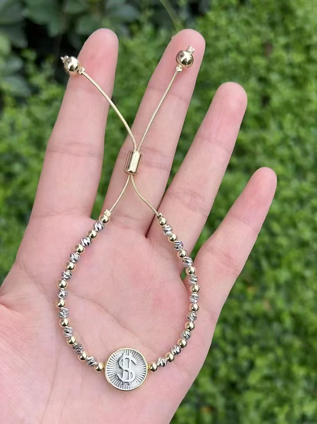 Adjustable Electroplated Four Leaf Clover Color Mixing Heart Star Balloon Dog Religious Figure Beads Bracelet Simple Elegant 6
