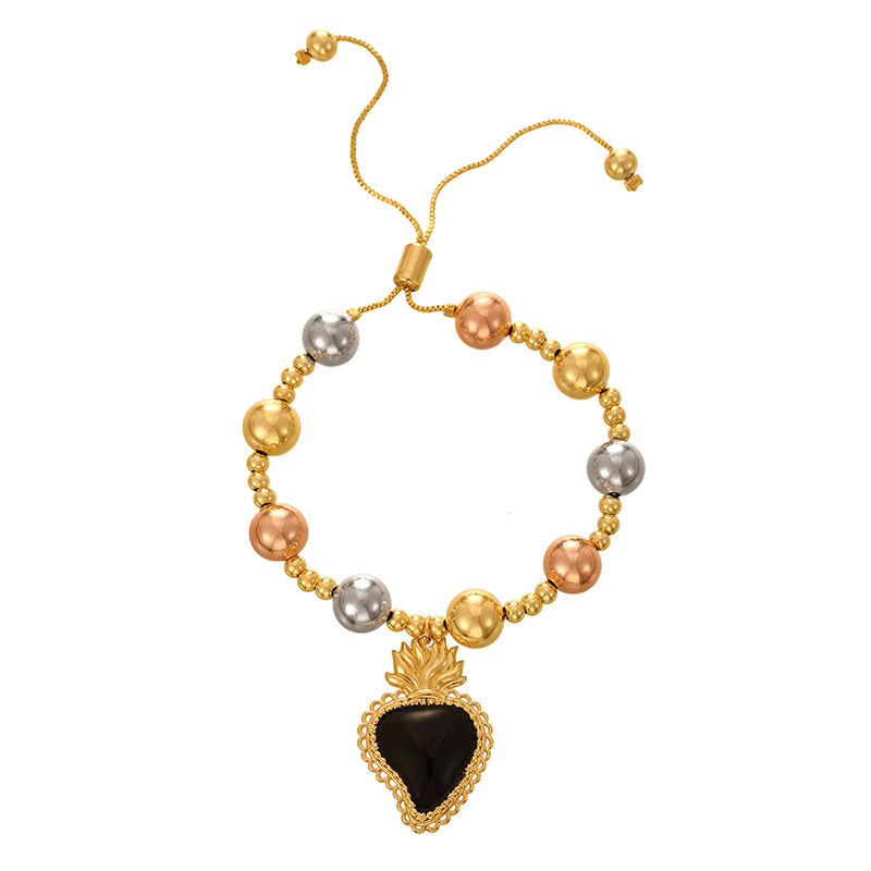 Adjustable Fashion Copper Bead Bracelet Women's String Bead Bracelet Geometric Heart Design Personality Bracelet 3