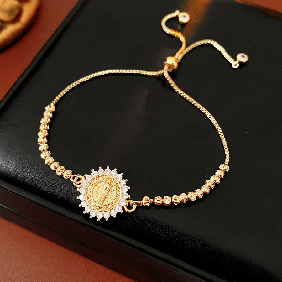 Adjustable Round Zirconia Bracelet Women's Luxury Design Sensation Hand Chain Fashion Accessory Geometric Pattern Copper Material 4