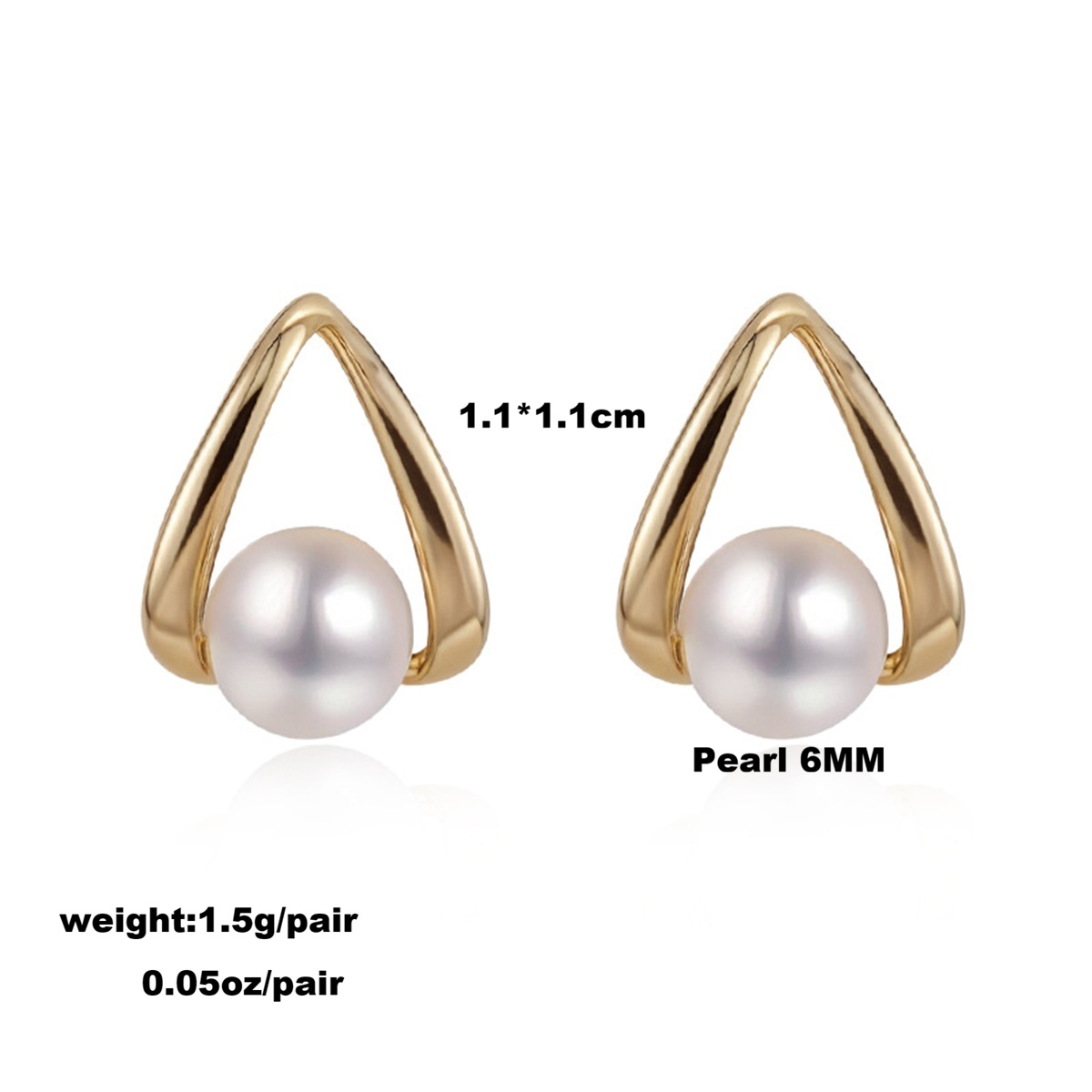 Asymmetrical Pearl Earrings For Adults In Electroplated Copper With 0.01µm Gold Plating Thickness Featuring Freshwater Pearls 5
