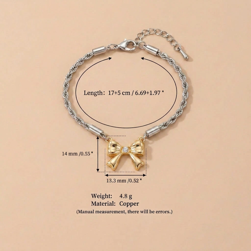 Asymmetrical Pineapple Bracelet For Women, Golden Plated Copper With Zircon Inlay And Twisted Rope Chain 5