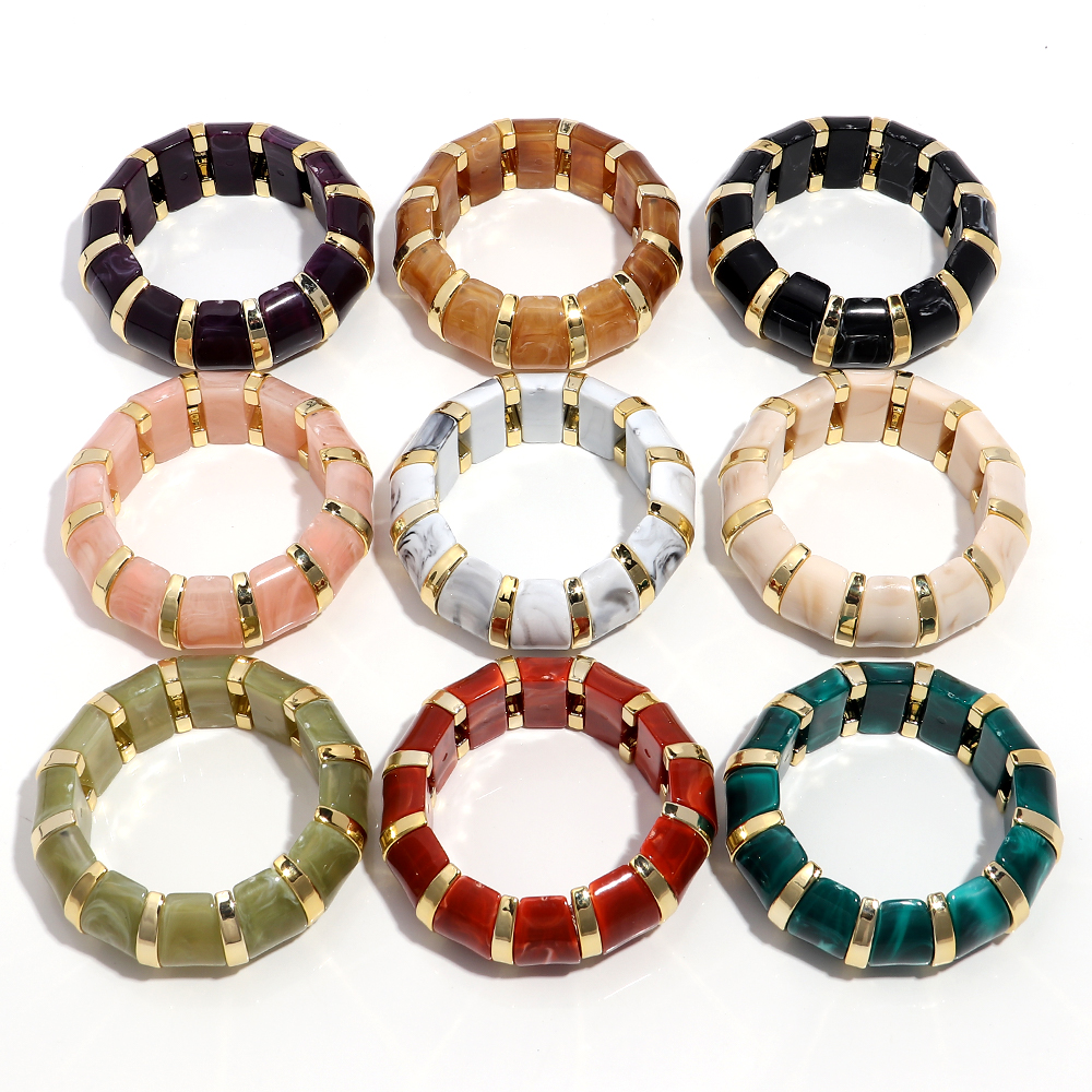 Asymmetrical Round Acrylic Wristband For Women With Durable Titanium Steel Chain