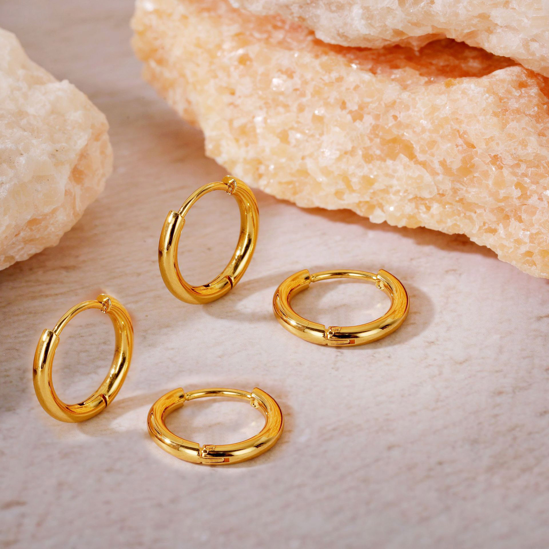 Asymmetrical Round Earrings For Women, Copper With 14K Real Gold Plated Water Plating, Featuring Zircon Inlay 5