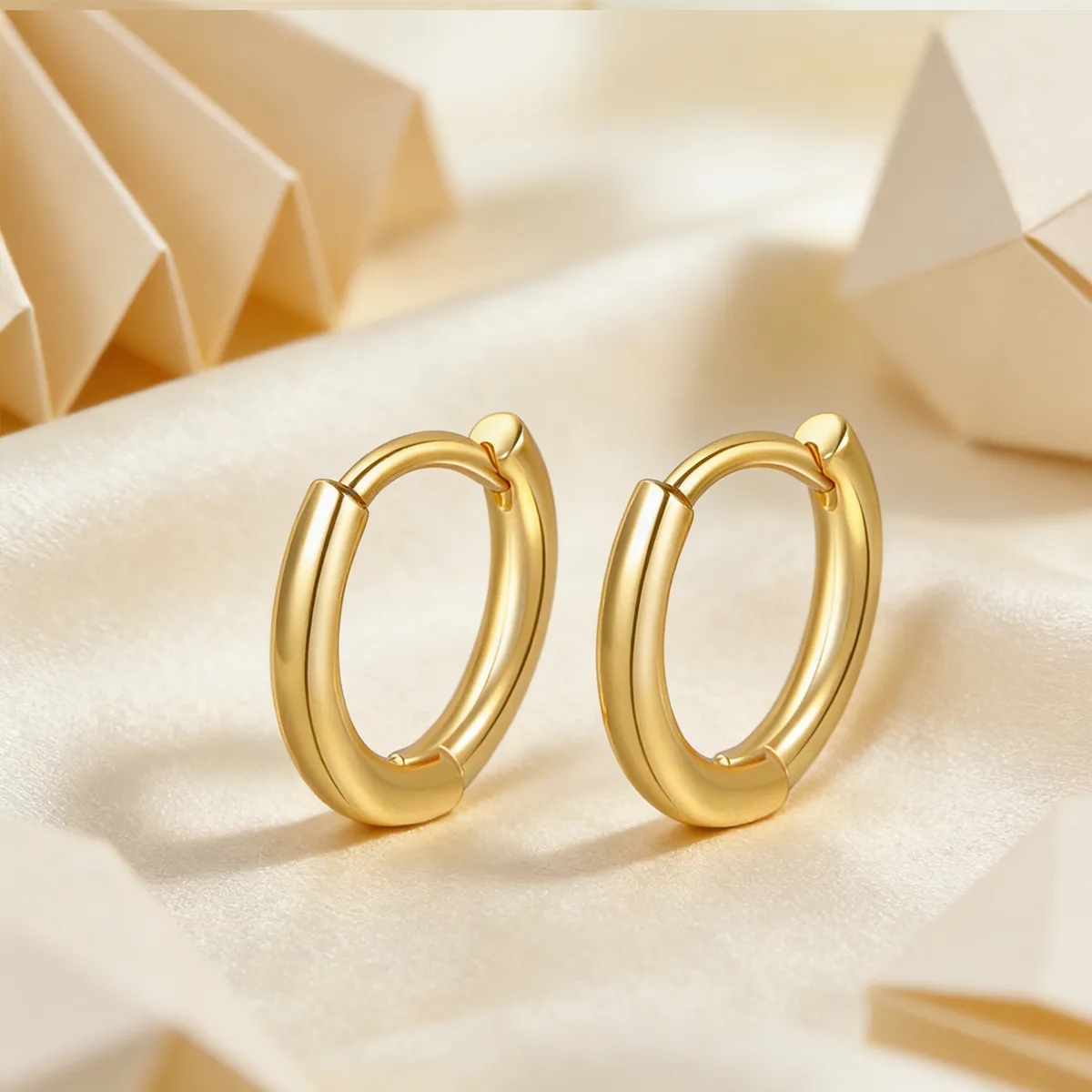 Asymmetrical Round Earrings For Women, Copper With 14K Real Gold Plated Water Plating, Featuring Zircon Inlay 6