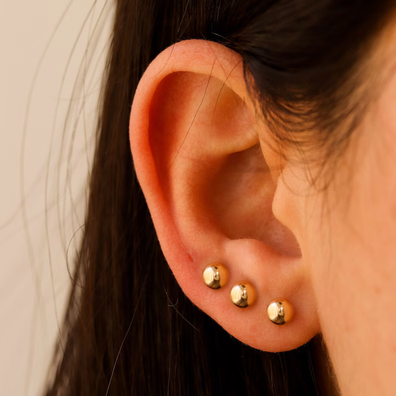 Asymmetrical Round Earrings For Women, Copper With 14K Real Gold Plated Water Plating, Featuring Zircon Inlay 8