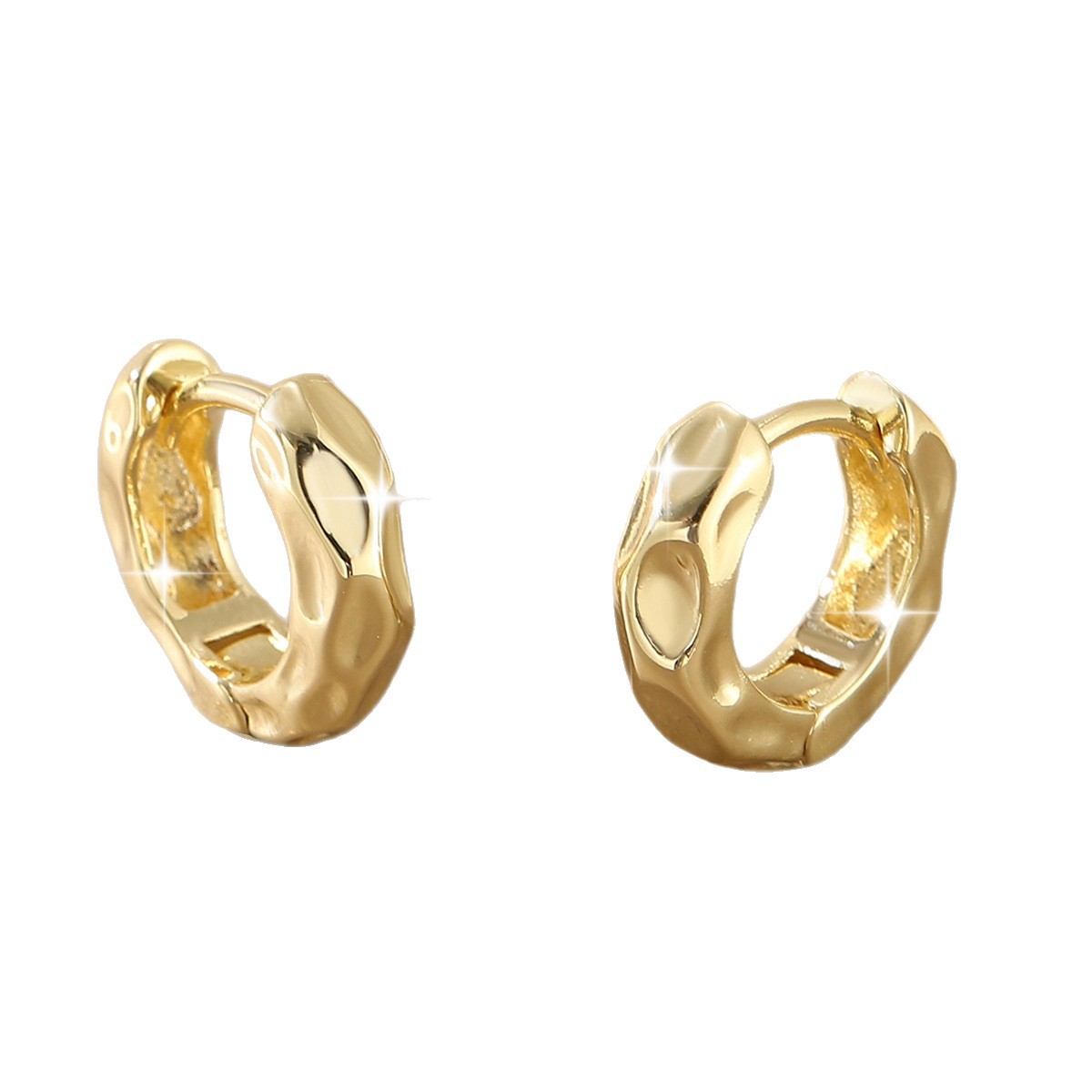 Asymmetrical Round Earrings For Women, Electroplated Copper With Golden Finish 5