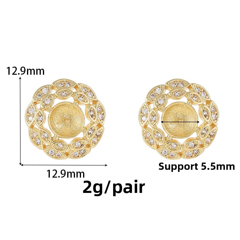 Asymmetrical Stud Earrings For Women With 925 Sterling Silver Posts, Copper Base, Electroplated Gold, And Zircon Bezel Setting 3
