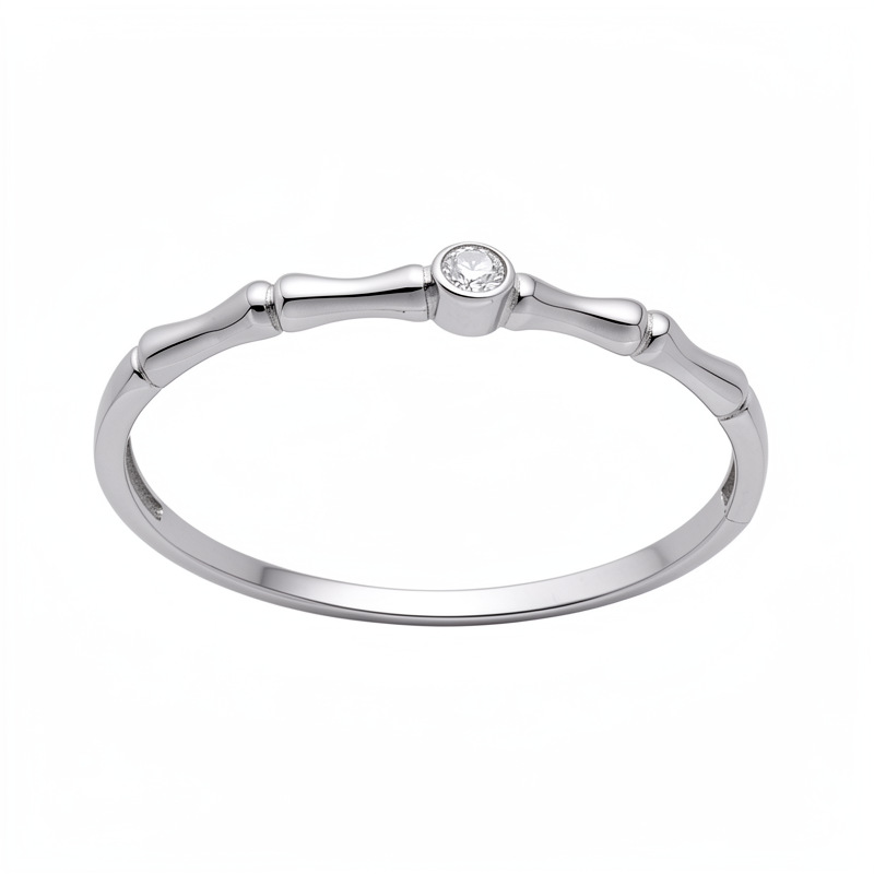 Bamboo Tube Bangle For Women With Inlay Zircon, Electroplated Copper Featuring 18K Real Gold Plated Finish 5