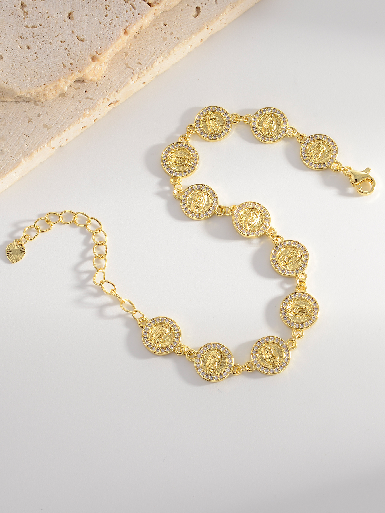 Round Copper Bracelets For Women Featuring Zircon Inlay And Gold Plated Design 2