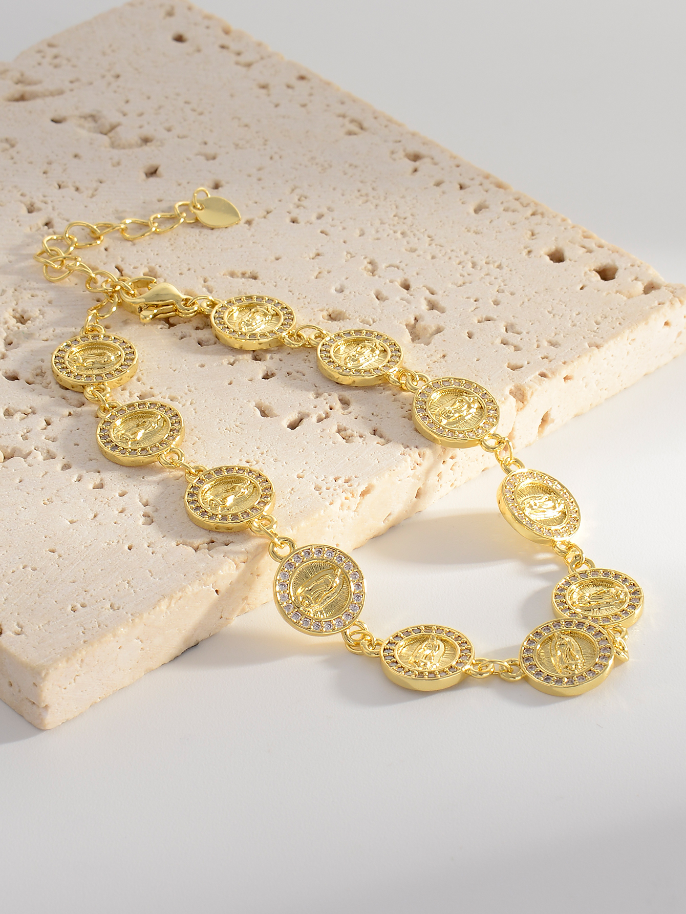 Round Copper Bracelets For Women Featuring Zircon Inlay And Gold Plated Design 4