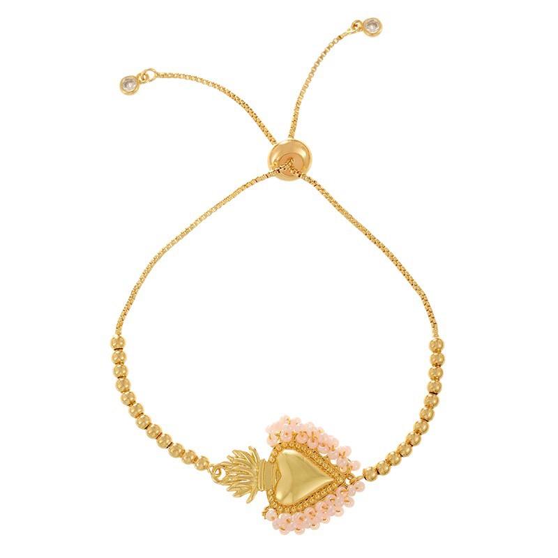 Beach Themed Heart Pendant Bracelet Women's Cold Style Copper Plated Star And Wave Pattern Design DIY Jewelry Accessory 5