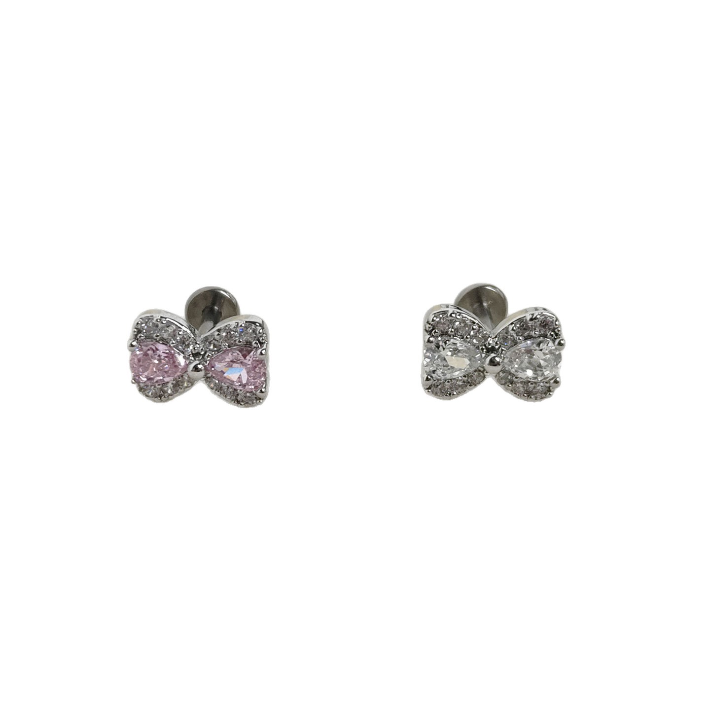 Bow Tie Cartilage Earrings For Women In Titanium Alloy With Platinum Plating And Zircon Inlay Featuring Flat Back Studs 5