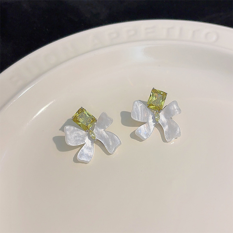 Bow Tie Earrings For Women Featuring Acrylic Material With Zircon Inlay, 14K Real Gold Plated And 925 Sterling Silver Posts 4